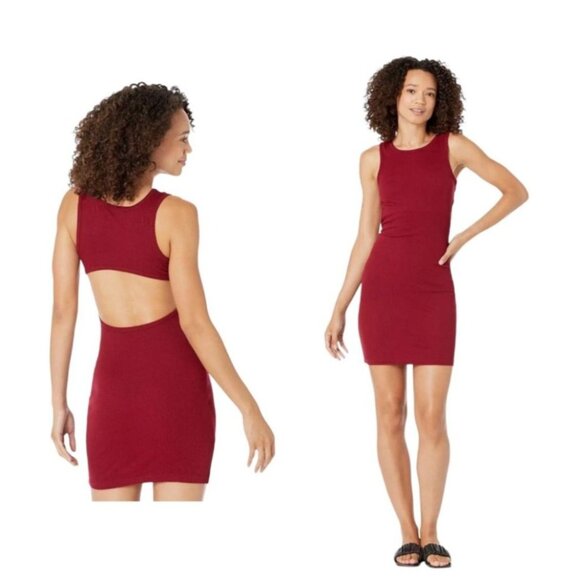 L*Space Ryan Bodycon Mini Dress Size Small S Red Micro Rib Knit Tank Back Cut Ou - Picture 1 of 8